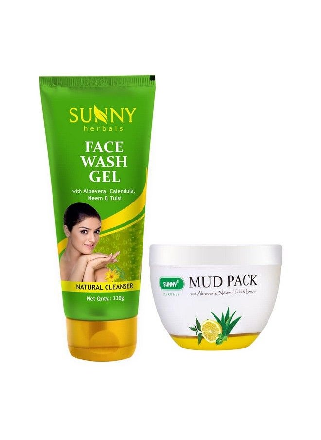 Sunny - Neem Face Wash Gel(110Gm) & Mud Pack(150Gm) ; Prevents Pimples & Removes Extra Oil ; Moisturizes & Gives Fresh & Supple Skin ; Reduces Aging Lines & Dark Patches Keeps Skin Smooth & Radiant - Image 1