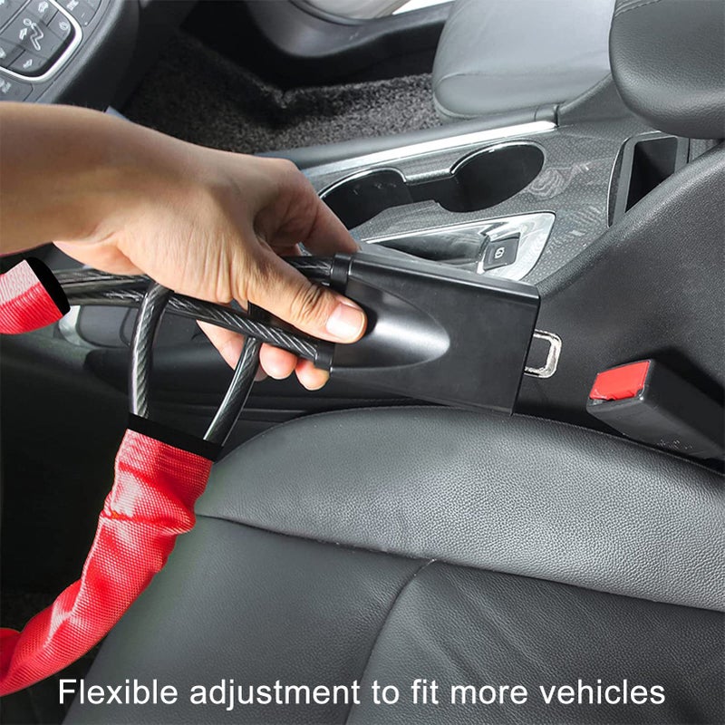 Steering Wheel Lock, Universal Seat Belt Lock Anti-Theft Locking Device with 3 Keys for Car SUV Van Golf Cart Truck Black - Image 4