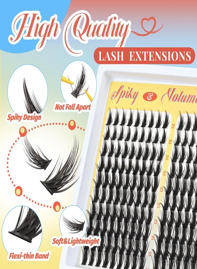 Fyonas Manga Lash Clusters Spiky Anime Cluster Eyelash Extensions 270Pcs D Curl Volume Fluffy Eyelash Clusters 10-16mm DIY Fairy Wispy Individual Lashes Natural Look (Crystal Spire) - Image 4