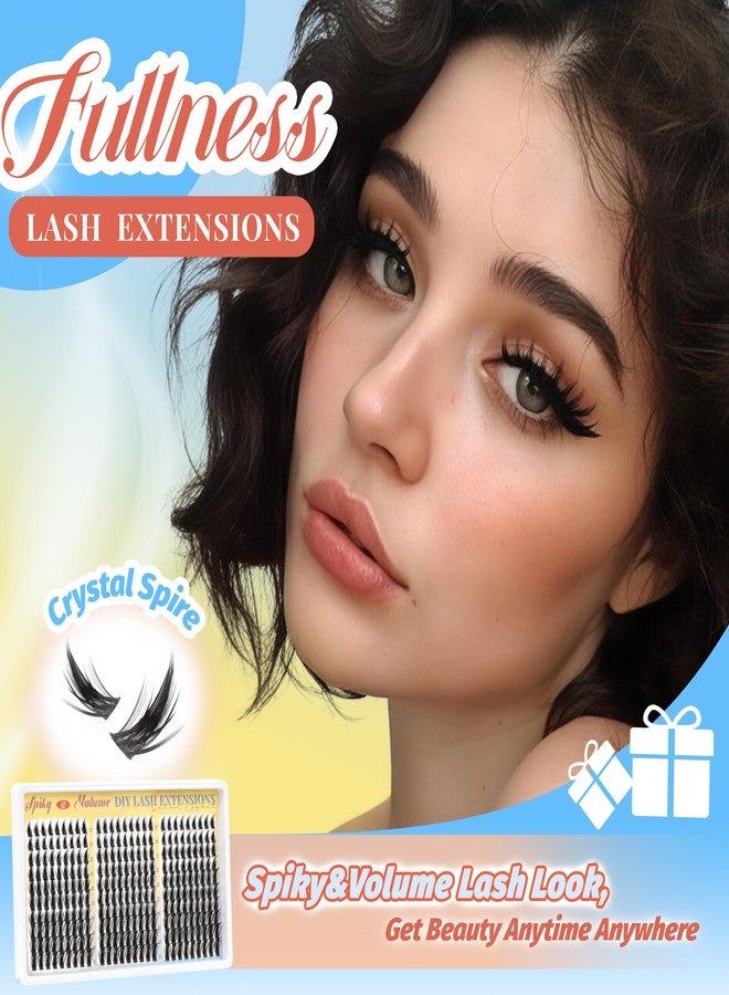 Fyonas Manga Lash Clusters Spiky Anime Cluster Eyelash Extensions 270Pcs D Curl Volume Fluffy Eyelash Clusters 10-16mm DIY Fairy Wispy Individual Lashes Natural Look (Crystal Spire) - Image 3