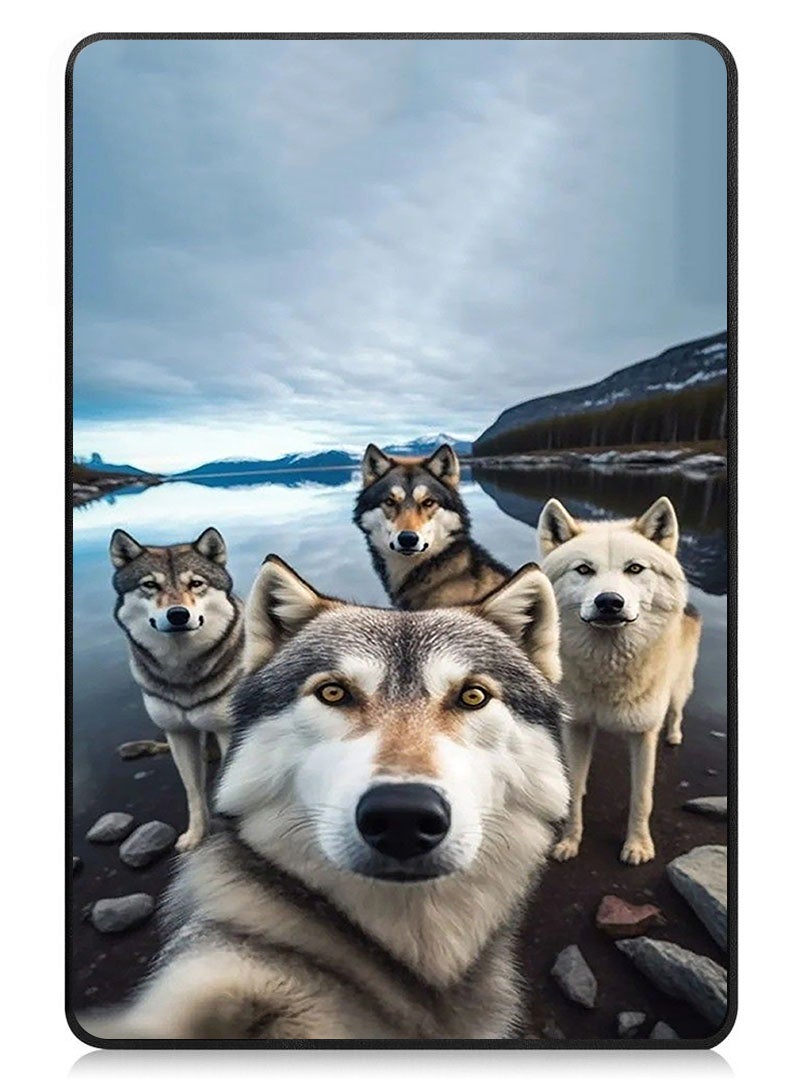 Theodor Protective Flip Case For Samsung Galaxy Tab S9 FE Plus With Trifold Stand Auto Wake Sleep Shockproof Cover Wolf Selfie - Image 1