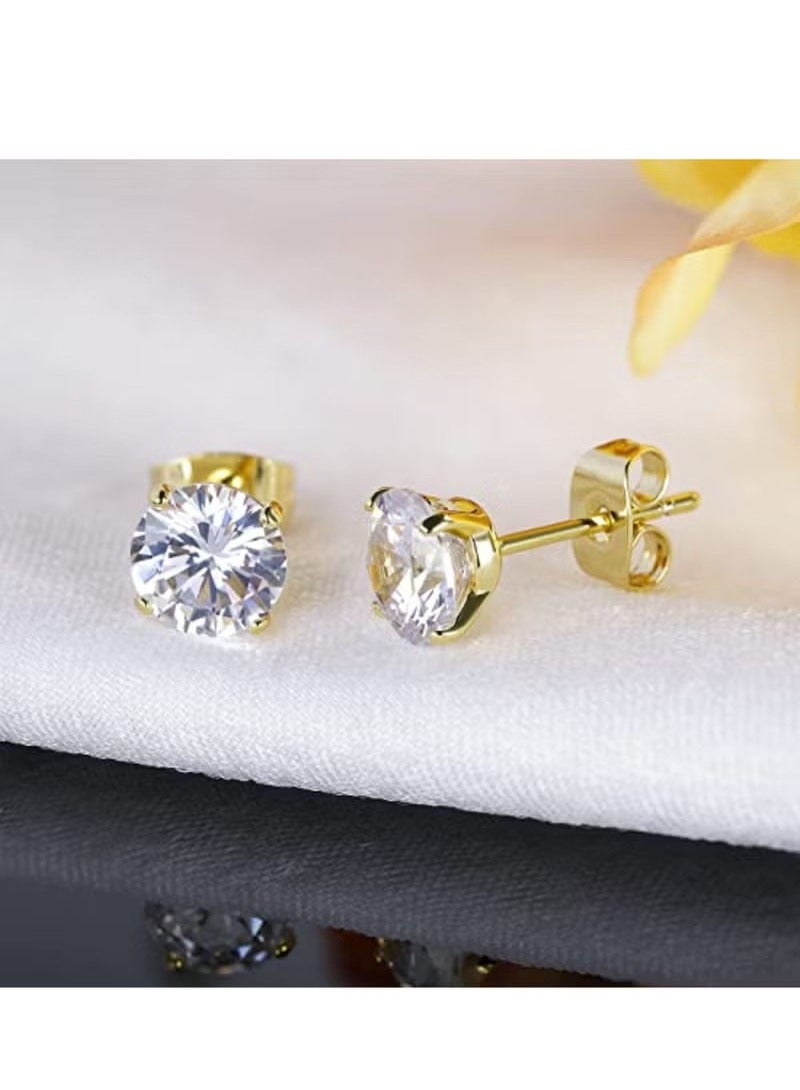 5 Pairs Hypoallergenic Cubic Zirconia Earrings Stud Earrings Set Stainless Steel Earring for Women and Men - Image 3