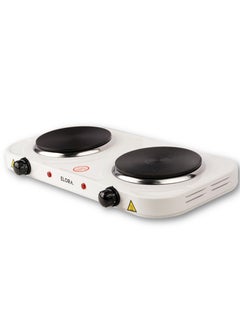 ELORA Dual Hot Plate Camping & Caravan Cooking, Suitable For All Types Of Cookware 2000 W ELHP-8013 White  - Image 1