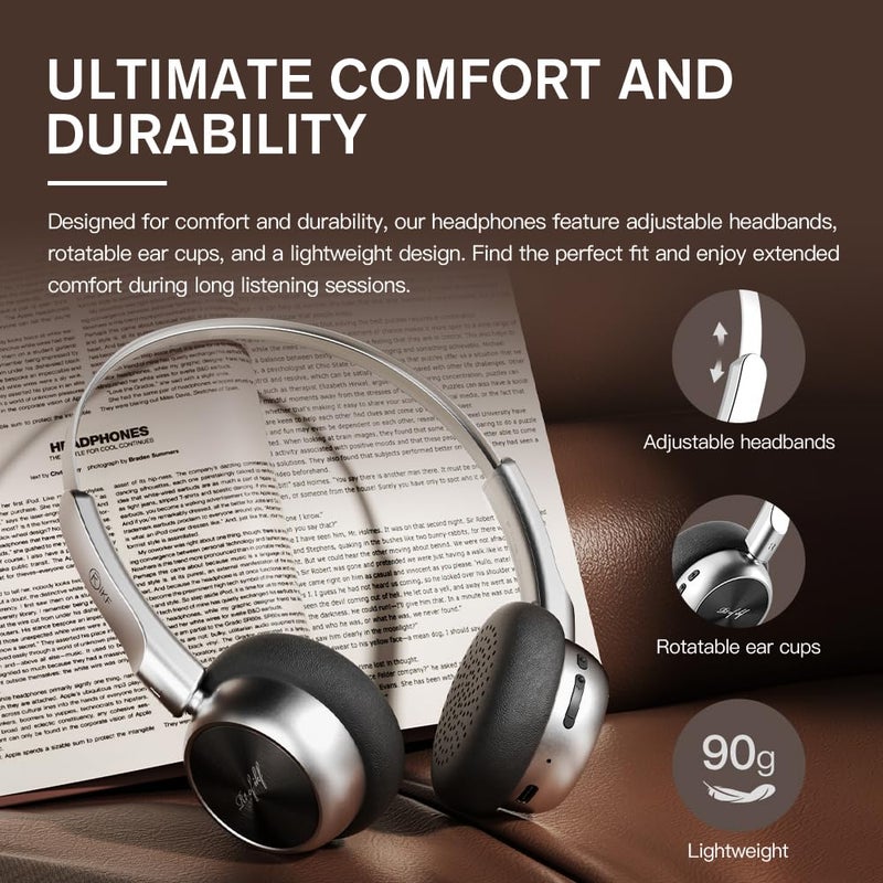 iKF R1 Wireless Bluetooth Headphones, Retro Classic Lightweight Headset, Builti-in Mic, 60H Playback, Dual Device Connectivity, Low Latency, App Customization,Throwback 80s 90s,OOTD, Black - Image 2