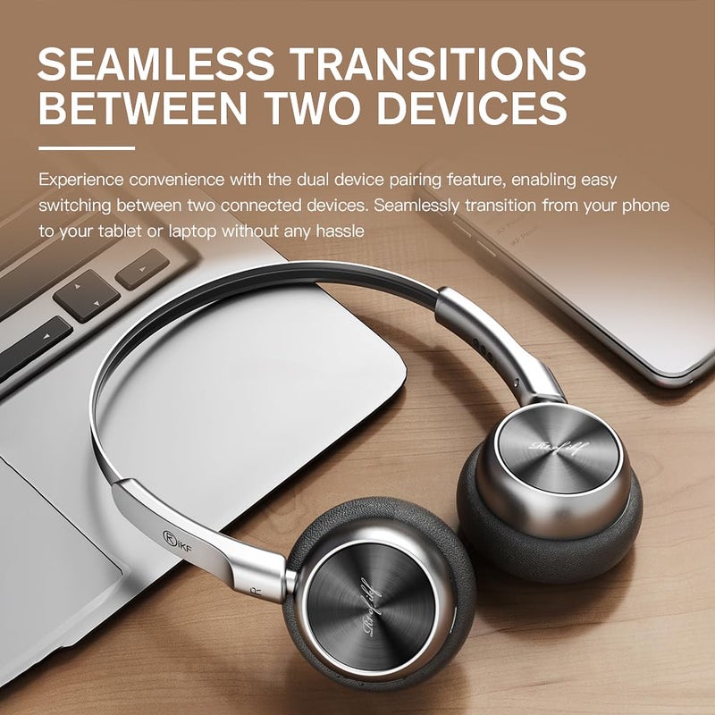 iKF R1 Wireless Bluetooth Headphones, Retro Classic Lightweight Headset, Builti-in Mic, 60H Playback, Dual Device Connectivity, Low Latency, App Customization,Throwback 80s 90s,OOTD, Black - Image 5