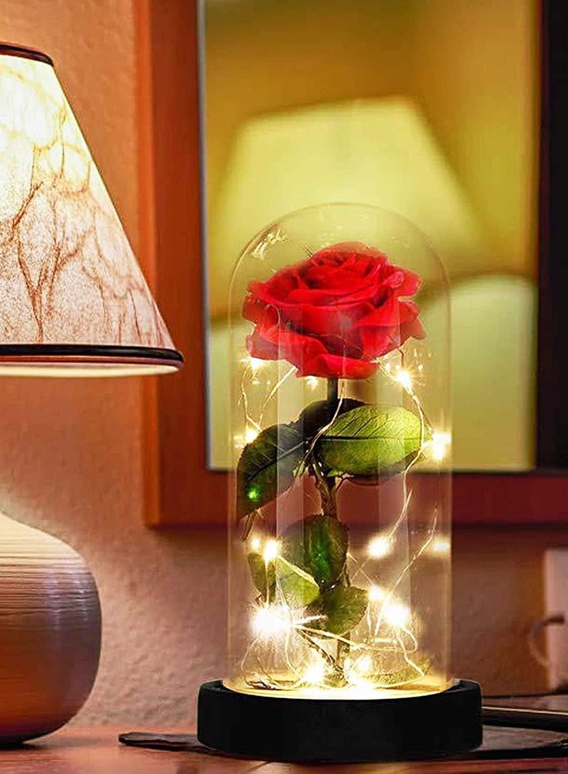 Eternal Rose Inspired by Beauty and the Beast Movie Rose Dome Glass Bell Bell with LED Light, Valentine's Day Birthday Decoration for Women - Image 4