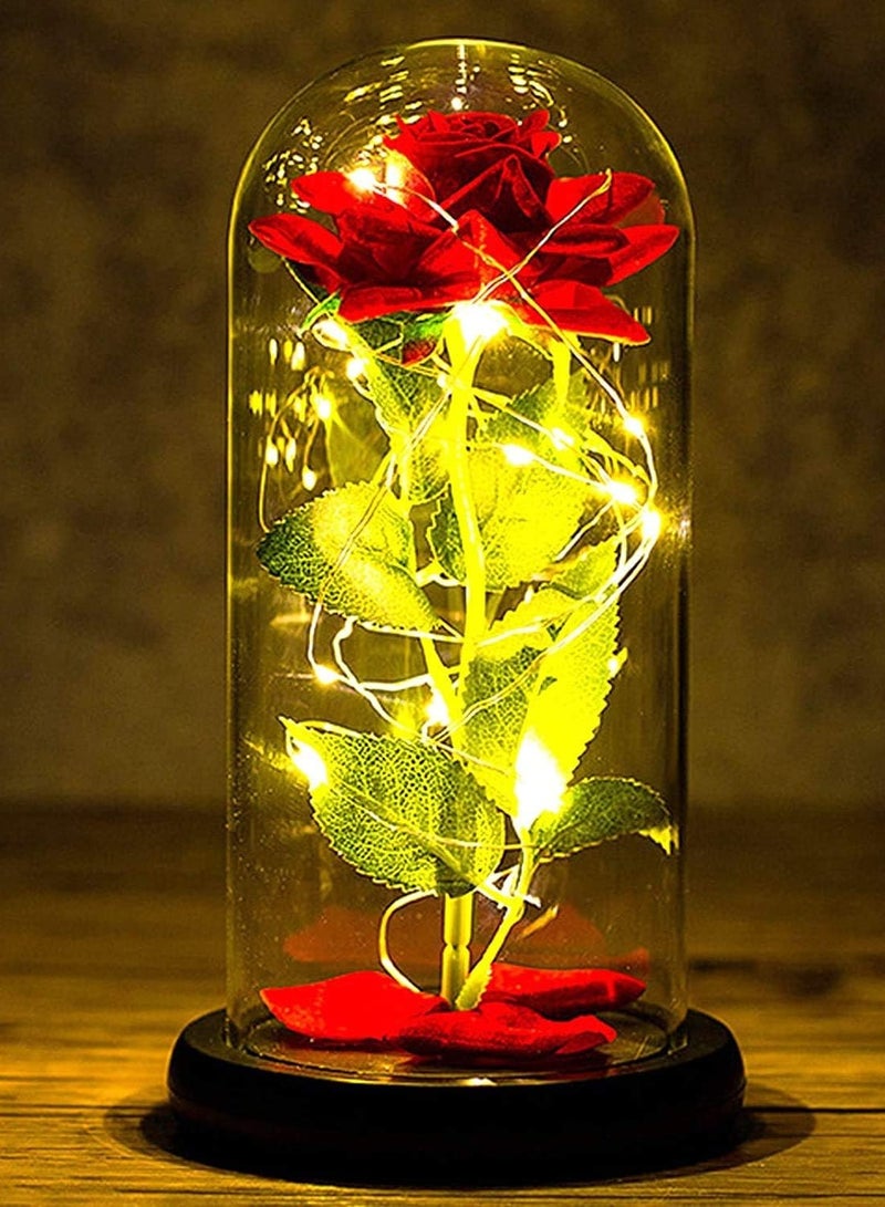 Eternal Rose Inspired by Beauty and the Beast Movie Rose Dome Glass Bell Bell with LED Light, Valentine's Day Birthday Decoration for Women - Image 3