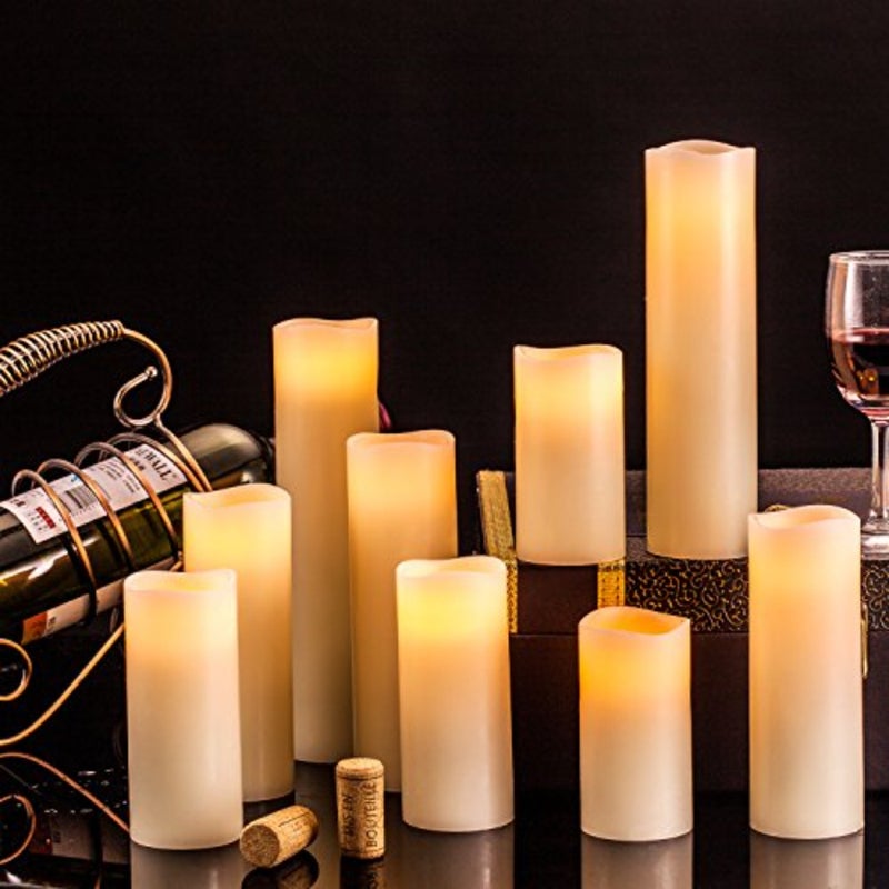 Battery Operated Candles 4"-9" Set of 9 Ivory Real Wax LED Candles with 10-Key Remote and Cycling 24 Hours Timer - Image 5
