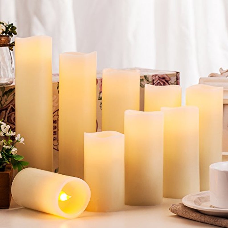 Battery Operated Candles 4"-9" Set of 9 Ivory Real Wax LED Candles with 10-Key Remote and Cycling 24 Hours Timer - Image 4