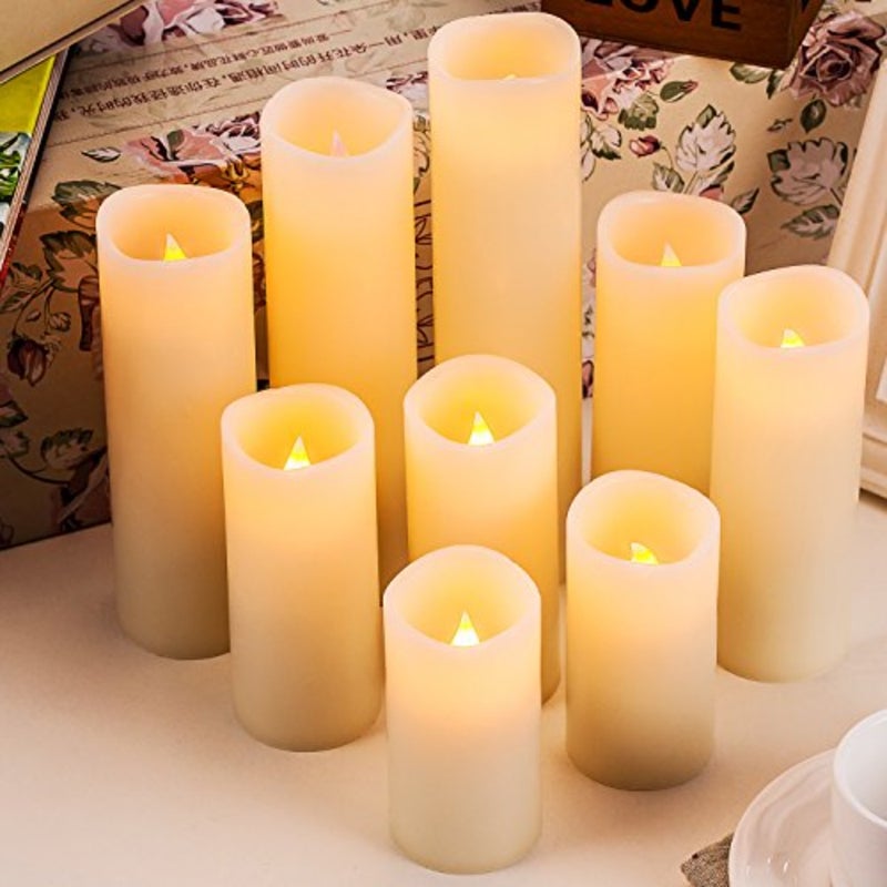 Battery Operated Candles 4"-9" Set of 9 Ivory Real Wax LED Candles with 10-Key Remote and Cycling 24 Hours Timer - Image 3