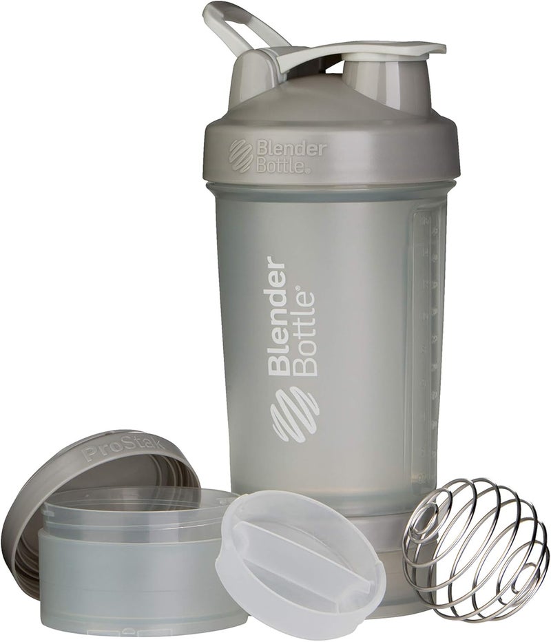 BlenderBottle زجاجة خلط BlenderBottle مع منظم حبوب ومساحة لبودرة البروتين نظام ProStak سعة 22 أونصة رمادي حصوي - Image 1