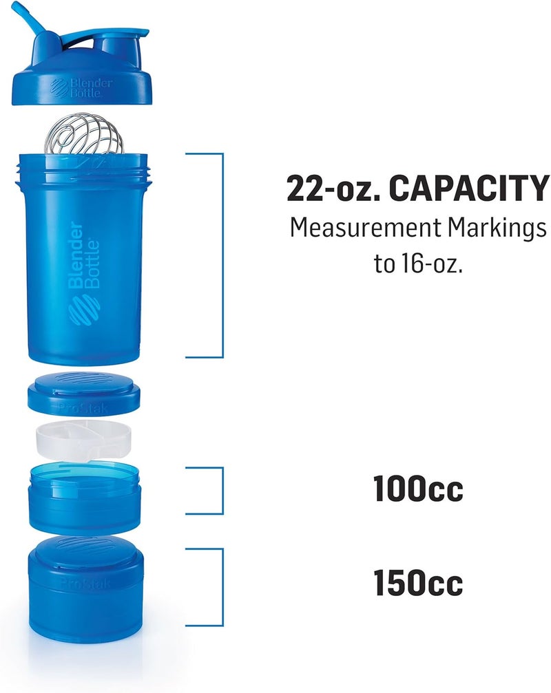 BlenderBottle زجاجة خلط BlenderBottle مع منظم حبوب ومساحة لبودرة البروتين نظام ProStak سعة 22 أونصة رمادي حصوي - Image 2