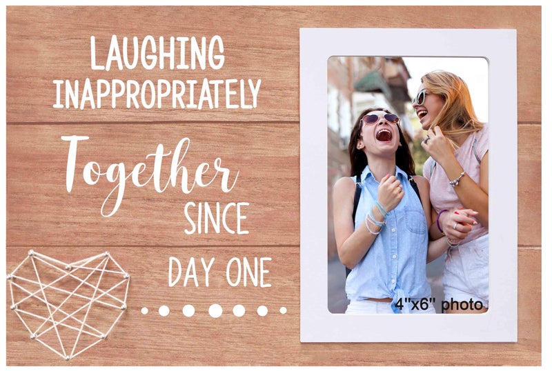 NZY Tourist Memorial Wooden Picture Frame Photo FrameBirthday Christmas Gift for Sister Best Friends BestieFits 6x 4 PhotoTravel Holiday MemorialLaughing Inappropriately