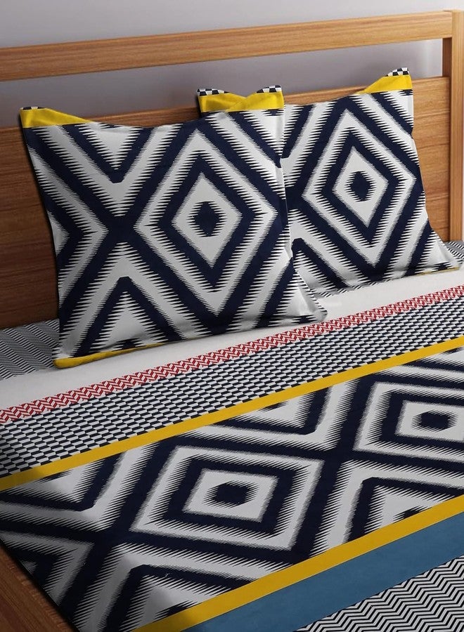 RD TREND Presents Luxurious Glace Cotton Super Soft 210 TC 360° Elastic Fitted Printed Bedsheet Queen Size (78X60X8 Inch) with 2 Pillow Covers, Color-Black - Image 3
