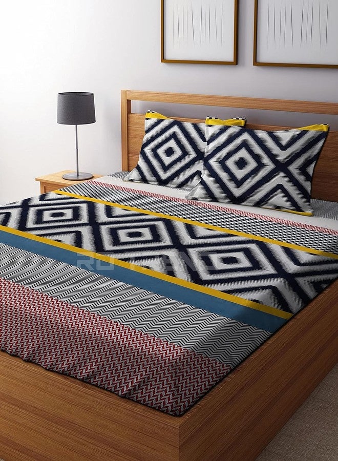 RD TREND Presents Luxurious Glace Cotton Super Soft 210 TC 360° Elastic Fitted Printed Bedsheet Queen Size (78X60X8 Inch) with 2 Pillow Covers, Color-Black - Image 5