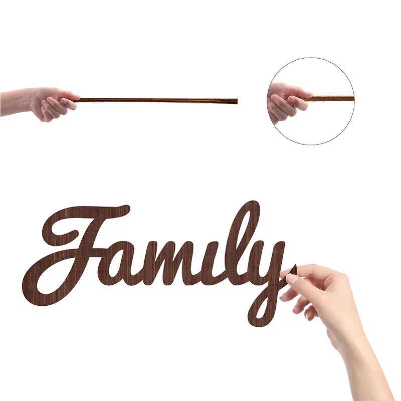 CREATCABIN Cutout Sign Family Letter Wooden Wall Art Decor Wood Word Sculpture Signs Rustic Farmhouse for Housewarming Home Front Door Entryway Wall Decoration, Brown, 11.9 x 5.5inch - Image 3