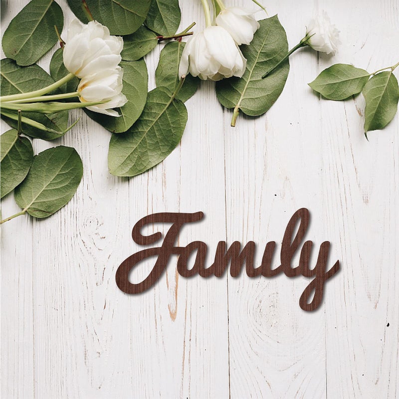 CREATCABIN Cutout Sign Family Letter Wooden Wall Art Decor Wood Word Sculpture Signs Rustic Farmhouse for Housewarming Home Front Door Entryway Wall Decoration, Brown, 11.9 x 5.5inch - Image 5
