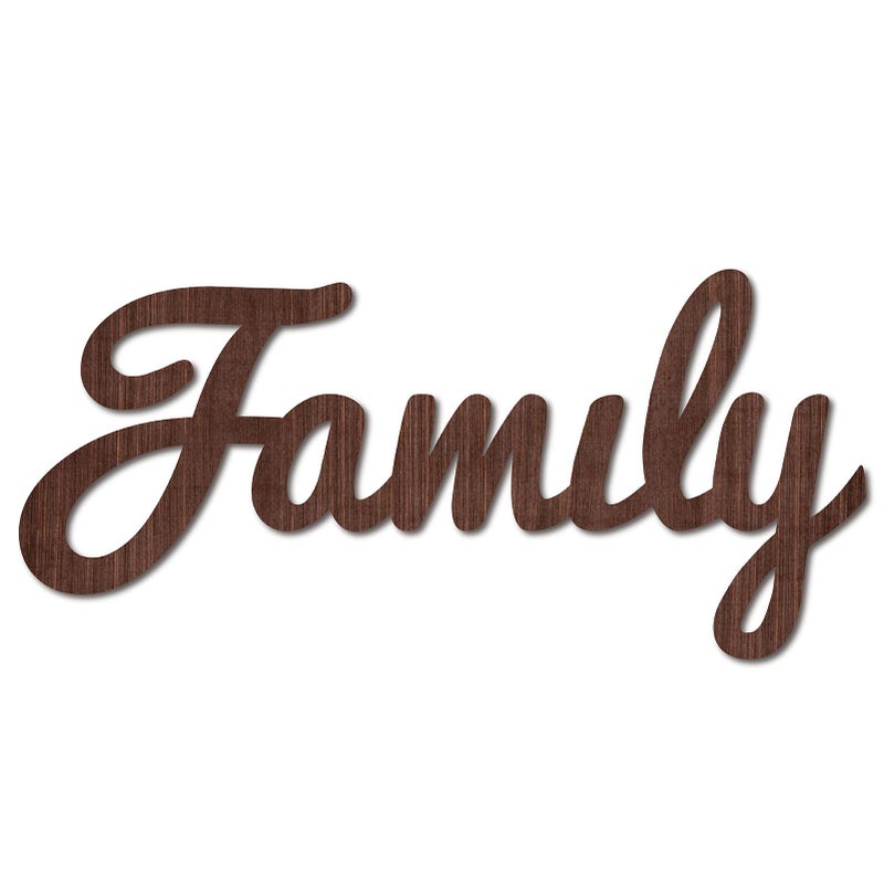 CREATCABIN Cutout Sign Family Letter Wooden Wall Art Decor Wood Word Sculpture Signs Rustic Farmhouse for Housewarming Home Front Door Entryway Wall Decoration, Brown, 11.9 x 5.5inch - Image 1