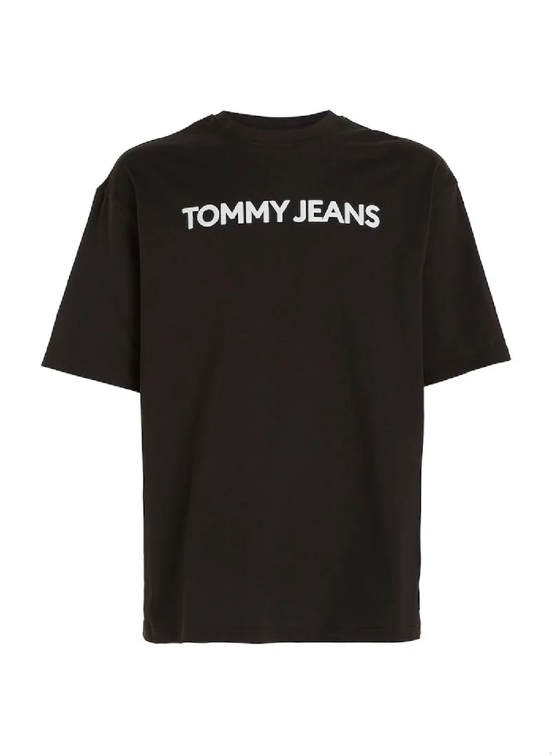 TOMMY JEANS Men's Logo Oversized Fit T-Shirt -  Pure cotton, Black