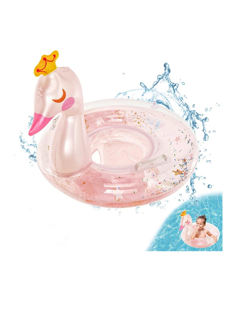 SOLARAE Baby Swimming Float for Kids, Inflatable Pool Float Swimming Ring with Safety Seat and Handle Swan Fun Water Toy Accessories for Age 1-4 Year Old Baby Boys Girls Summer - Image 1