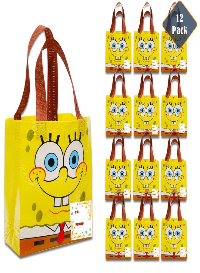 Spongebob Squarepants Party Favor Bags Set - 12 Pack of 8" Spongebob Party Goodie Bags for Kids Bulk Reusable Mini Totes | Birthday Party Supplies - Image 1