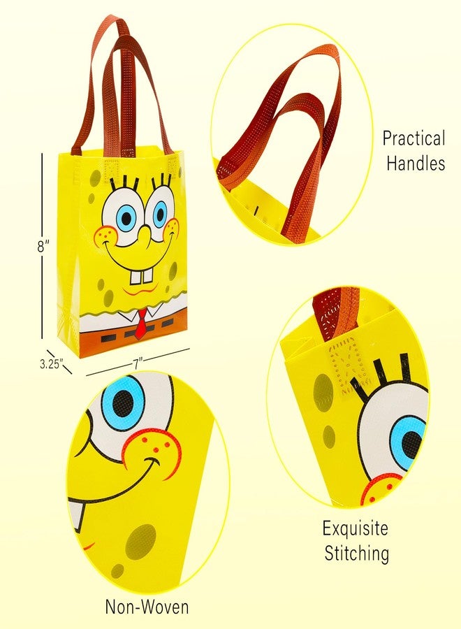 Spongebob Squarepants Party Favor Bags Set - 12 Pack of 8" Spongebob Party Goodie Bags for Kids Bulk Reusable Mini Totes | Birthday Party Supplies - Image 5