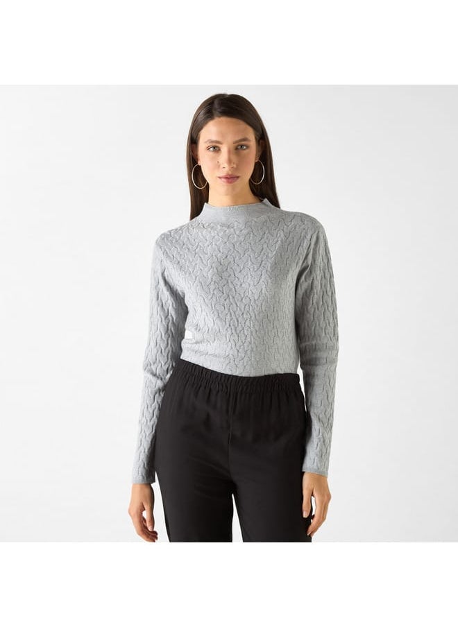 Iconic Iconic Sequin Embellished Sweater with High Neck and Long Sleeves  - Image 1