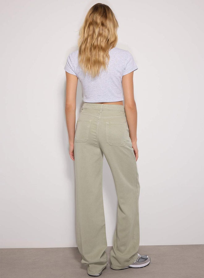 trendyol Mint More Sustainable 100% Tencel™ Low Waist Wide Leg Jeans TWOSS23JE00219 - Image 4