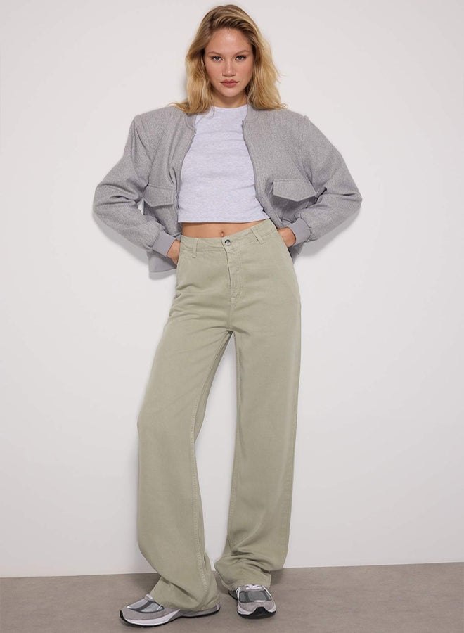 trendyol Mint More Sustainable 100% Tencel™ Low Waist Wide Leg Jeans TWOSS23JE00219 - Image 1