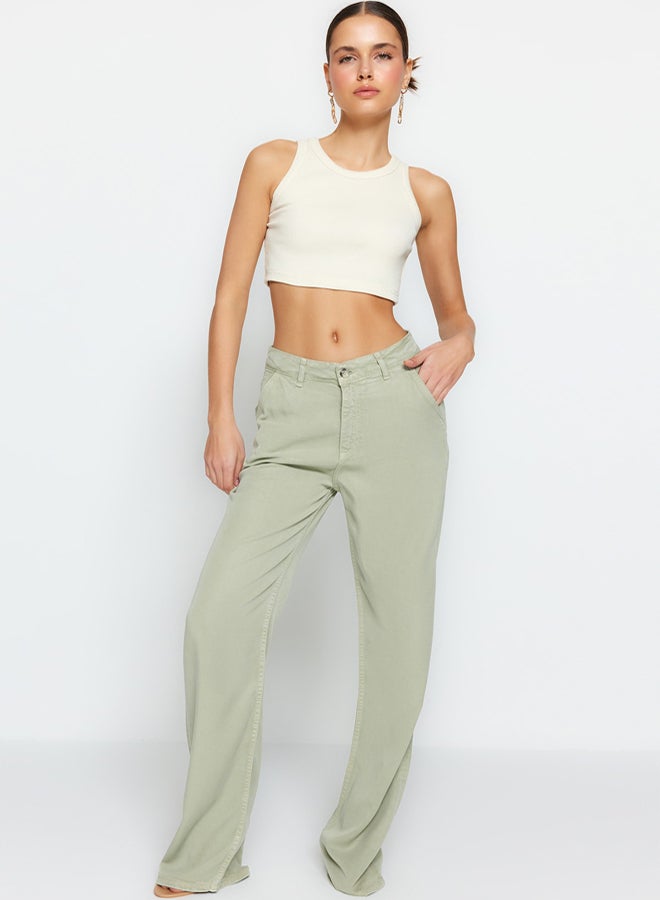 trendyol Mint More Sustainable 100% Tencel™ Low Waist Wide Leg Jeans TWOSS23JE00219 - Image 5