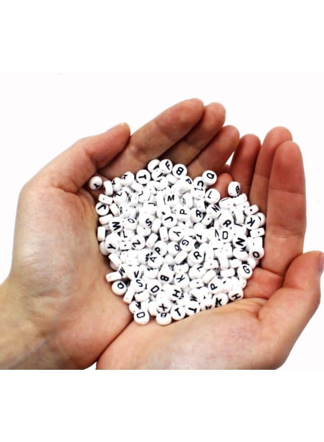 600pcs 4x7mm Acrylic White Round Letter Beads for Bracelets and Jewelry Making,with Thread & Pouch (600)  - Image 4