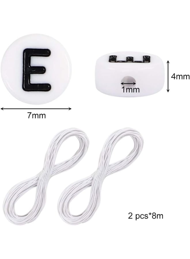 600pcs 4x7mm Acrylic White Round Letter Beads for Bracelets and Jewelry Making,with Thread & Pouch (600)  - Image 2