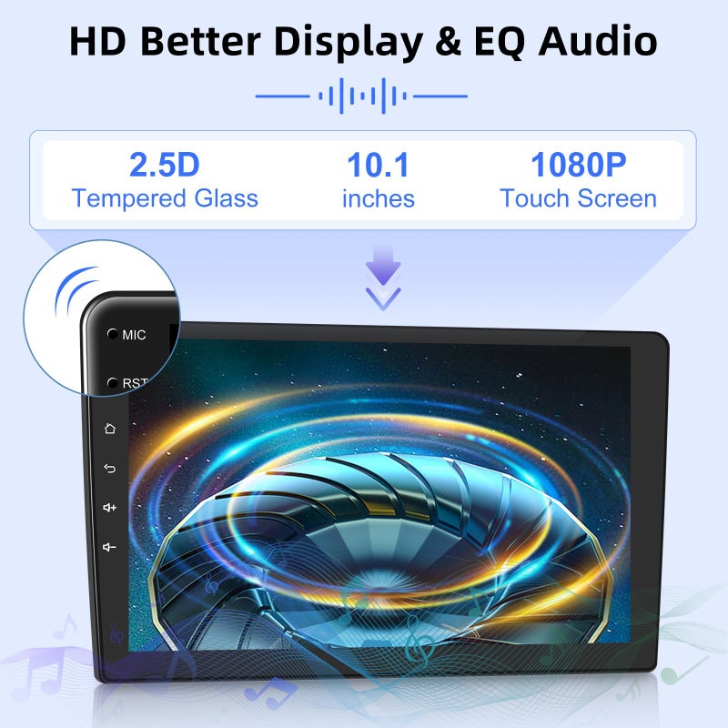 EKAT 10.1 inch Android Double Din Car Stereo, [1G+32G] Touch Screen Android Radio with Wireless&Wired Mirror Link/1080P/EQ/WiFi/SWC/Bluetooth +Backup Camera+MIC - Image 4