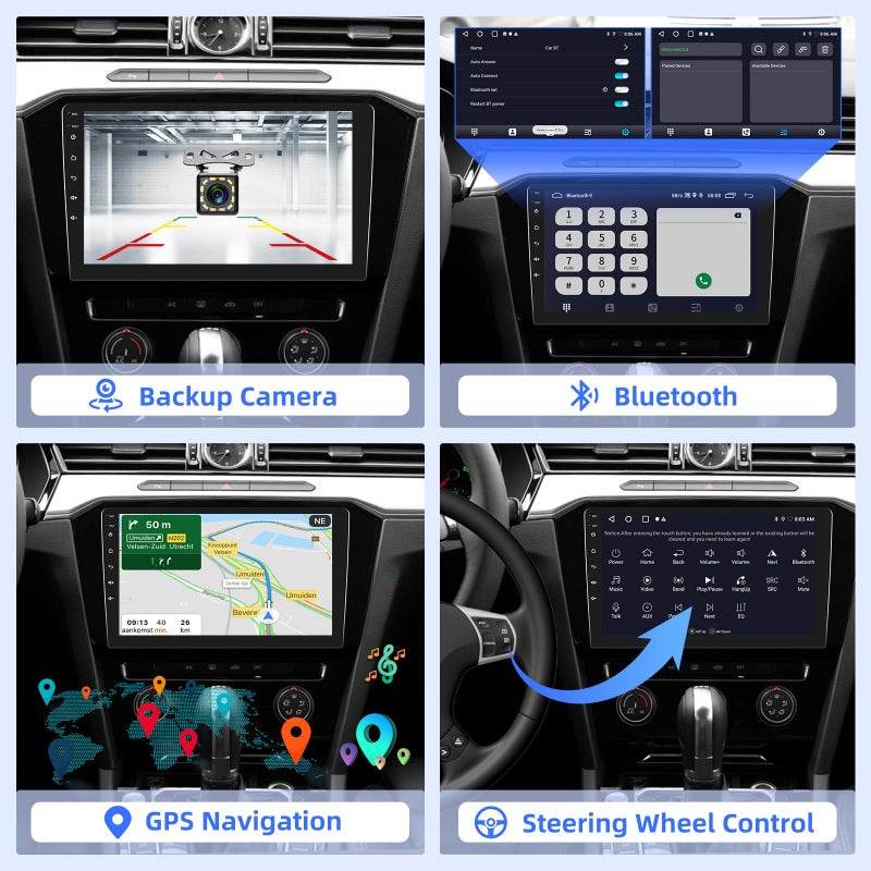 EKAT 10.1 inch Android Double Din Car Stereo, [1G+32G] Touch Screen Android Radio with Wireless&Wired Mirror Link/1080P/EQ/WiFi/SWC/Bluetooth +Backup Camera+MIC - Image 5