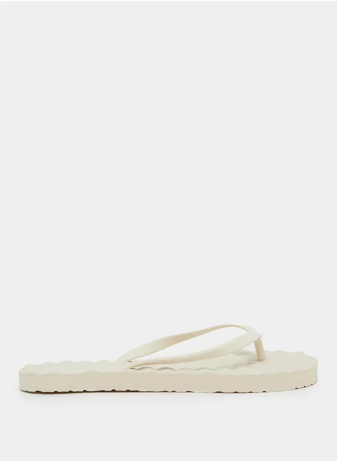Styli Textured Thong Toe Flip Flops