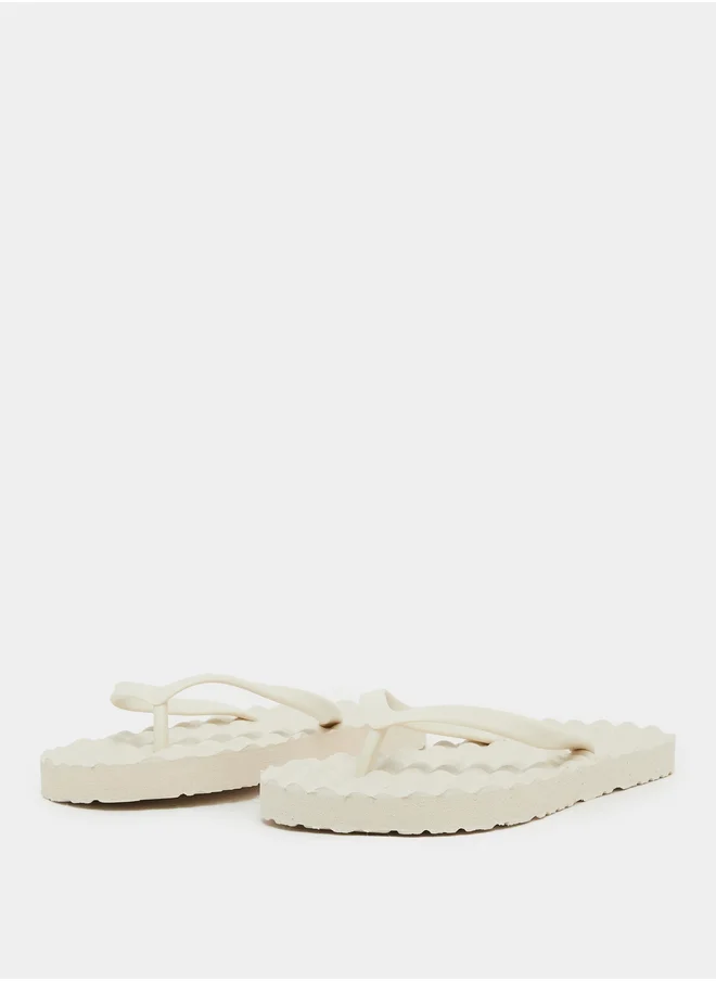 Styli Textured Thong Toe Flip Flops
