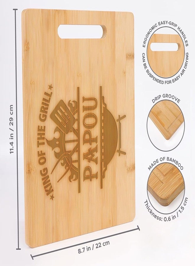 HKDesignGift King Of The Grill Cutting Board For Papou Griller - Grandpa Gift - Papou's Bbq - Grilling Gift For Men - Fathers Day Cutting Board - Grill Master - Best Papou Cutting Board - Image 2