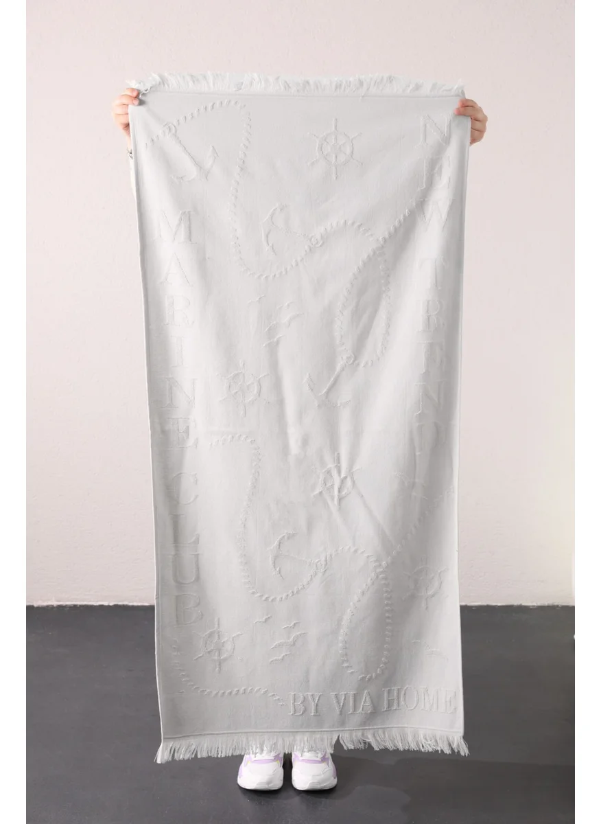 Favora Trend 100% Cotton Embossed Beach Towel - Beige