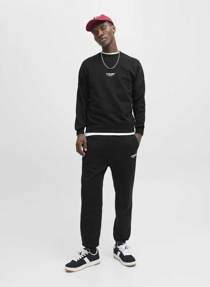 JACK & JONES black Logo Crew Neck Sweatshirt for Men | Best Price UAE