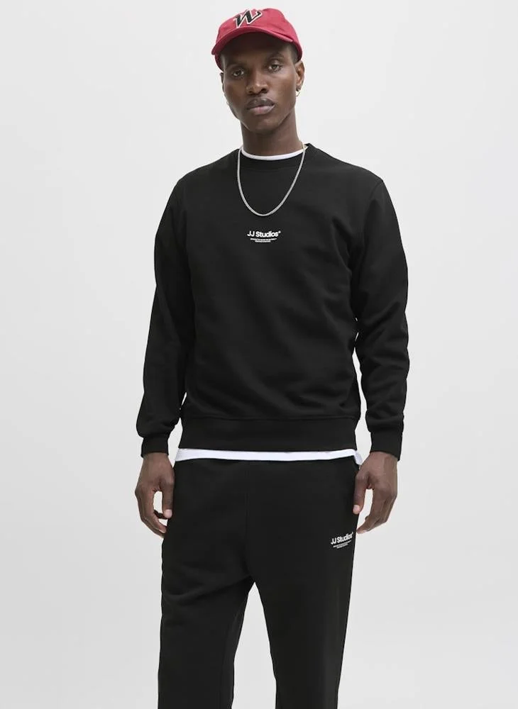 JACK & JONES black Logo Crew Neck Sweatshirt for Men | Best Price UAE