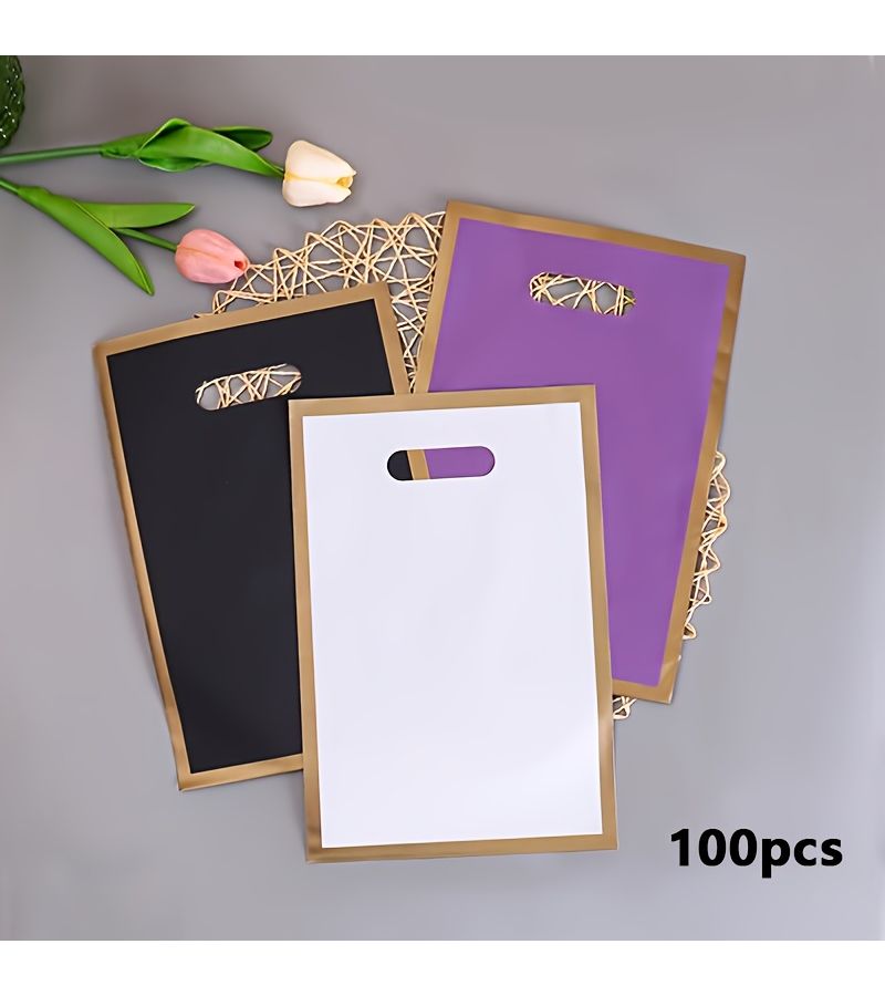 100 كيس هدايا أبيض للحفلات والتسوق وحفلات الزفاف مقاس 7.87 × 11.81 بوصة - Image 1