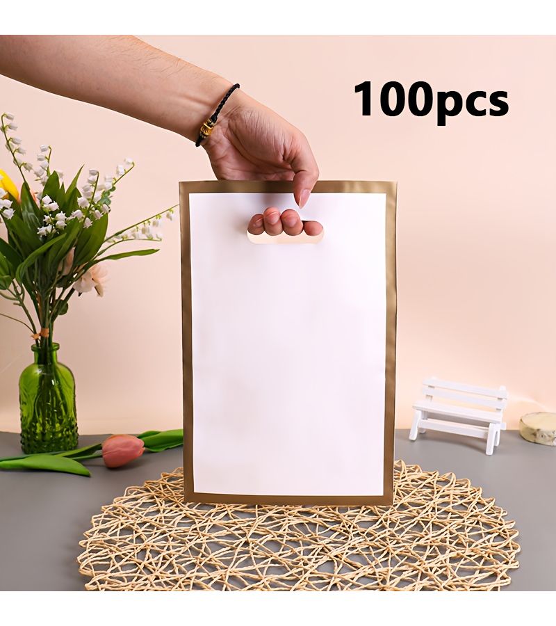100 كيس هدايا أبيض للحفلات والتسوق وحفلات الزفاف مقاس 7.87 × 11.81 بوصة - Image 5