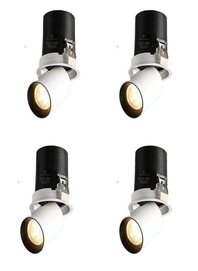 TENET 7W Adjustable Recessed LED COB Spotlight for Wall & Ceiling -Neutral White Light (White Body) | Single Head, Adjustable Angle Wall Lamp for Living Room, Home, Office & Commercial Use (Pack of 4) - Image 1