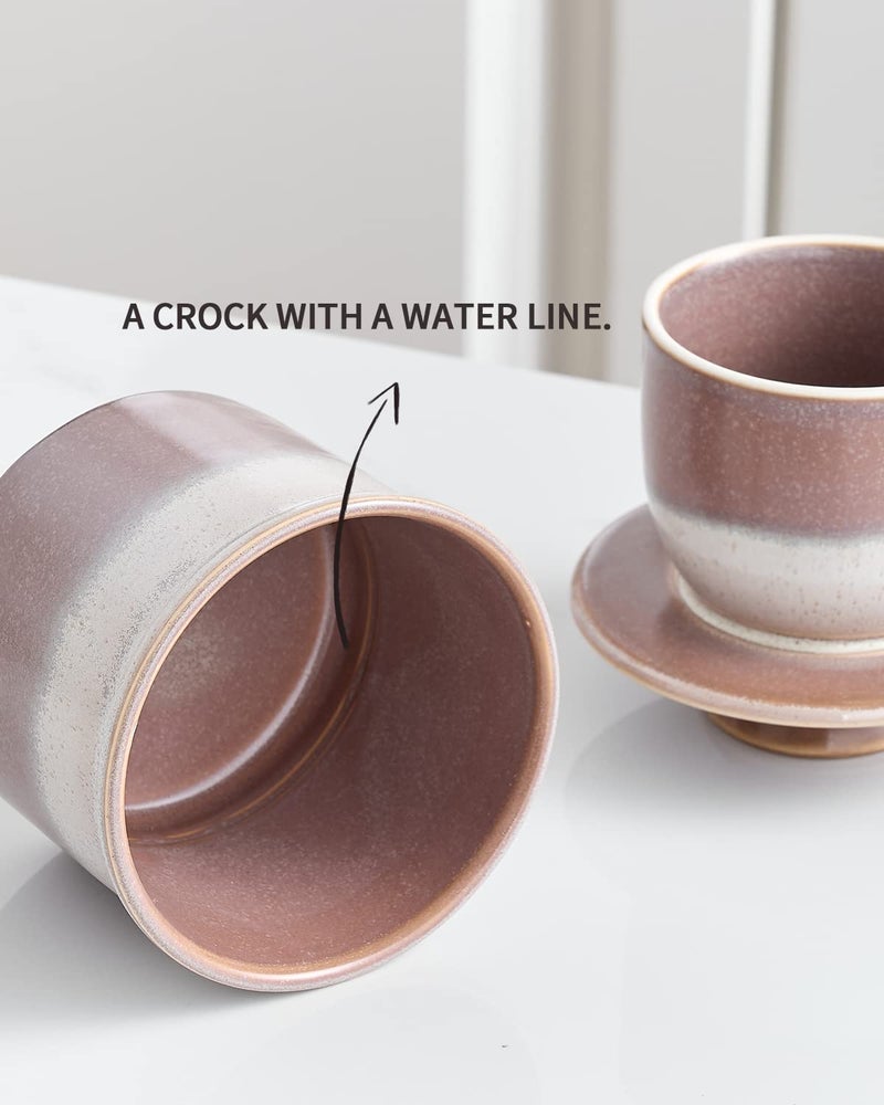 XELA Ceramic Butter Crock, The Original Reactive Two-Colour Glaze, Butter Dish With Water Line for Spreadable Fresh Butter - Ziying - Image 5