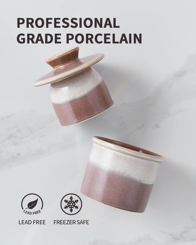 XELA Ceramic Butter Crock, The Original Reactive Two-Colour Glaze, Butter Dish With Water Line for Spreadable Fresh Butter - Ziying - Image 3