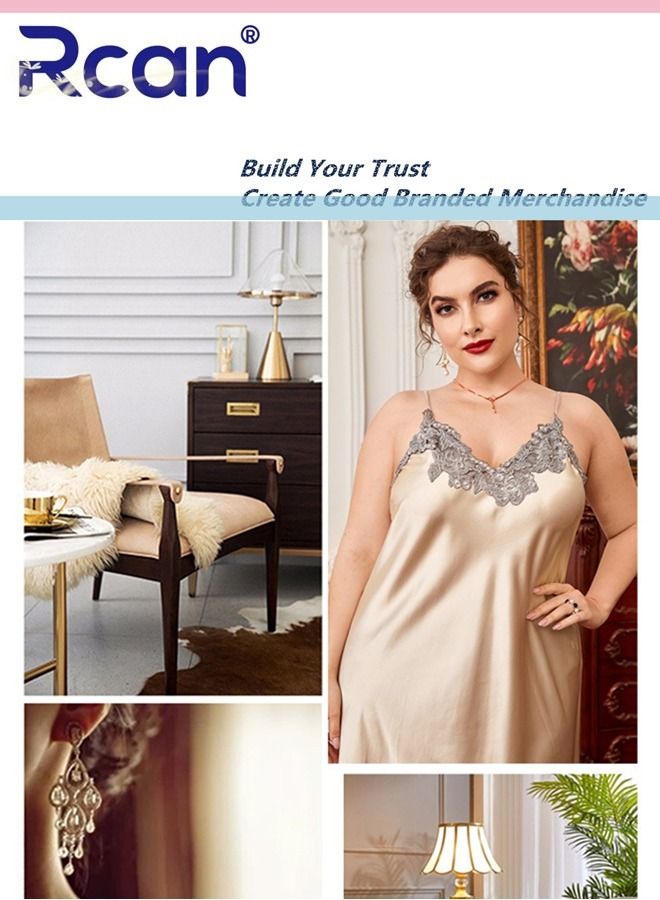 Rcan Fashion French Retro Pajamas V Neck Backless Suspender Dress Soft Satin Sleepwear Nightdress Loungewear Skirt Plus Size for Women Summer - Image 4