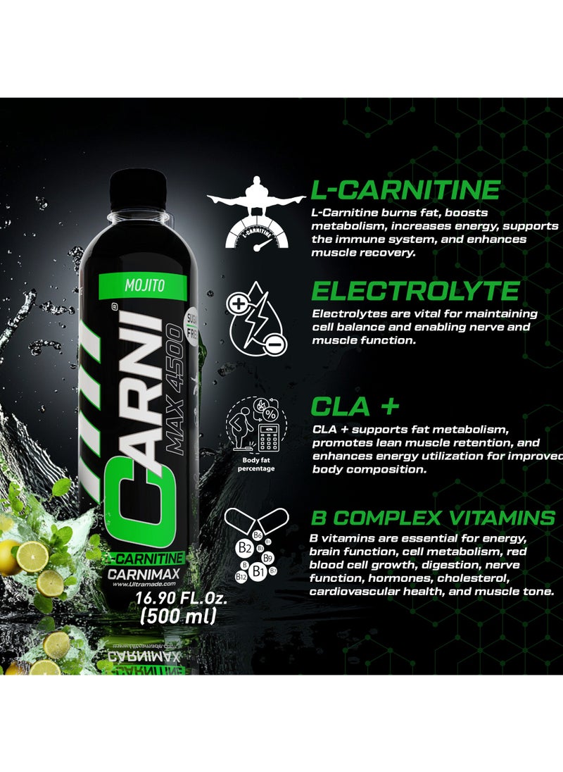C5 Energy - Carnimax 4500 L-carnitine  Mojito Maximum Fat Burn L-carnitine With Electrolytes 500ml Pack Of 12 - Image 1