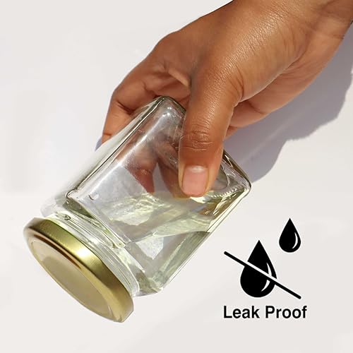Pure Source India وعاء زجاجي معلبات هندي من بيور سورس، 150 جرام مع غطاء معدني، غطاء محكم الإغلاق، مجموعة من 12 قطعة - شفاف - Image 3