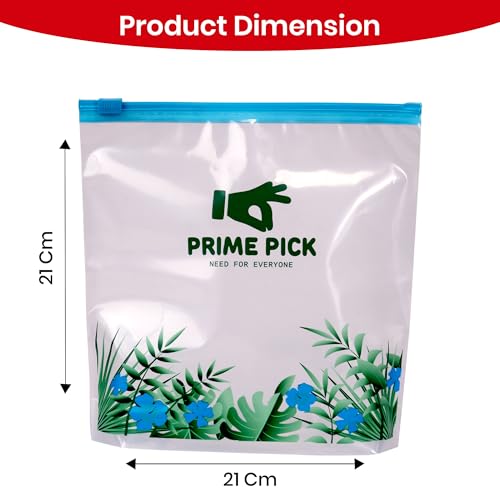 Prime Pick Fresh Lock Zip Storage Bags Reusable Food Storage Zip Lock Bags 120 Micron Leak Proof Double Zipper BPA Free Food Grade Freezer Microwave Safe Blue Small Pack of 40 - Image 2