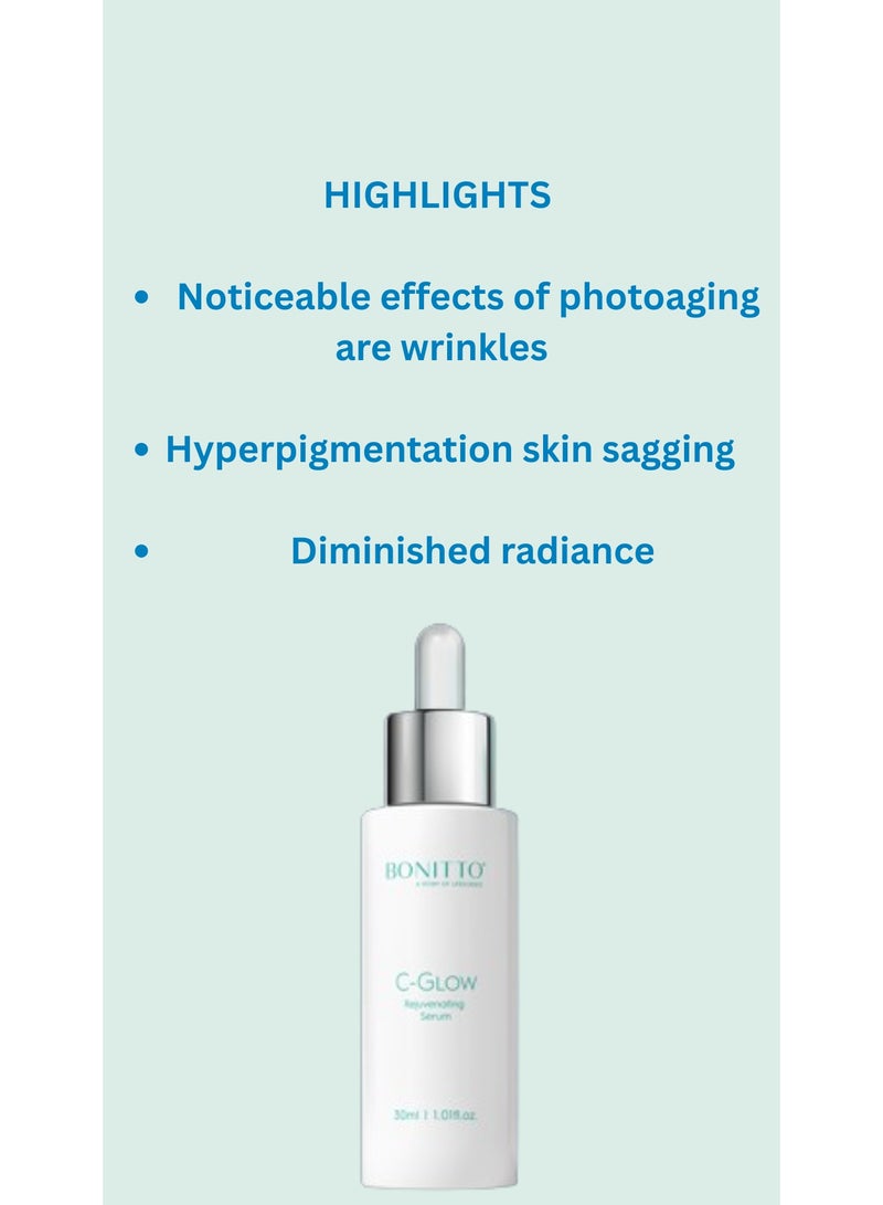 BONITTO® BONITTO – C-Glow Rejuvenating Serum with 30% Vitamin C (3-O-Ethyl Ascorbic Acid) – 30ml - Image 3